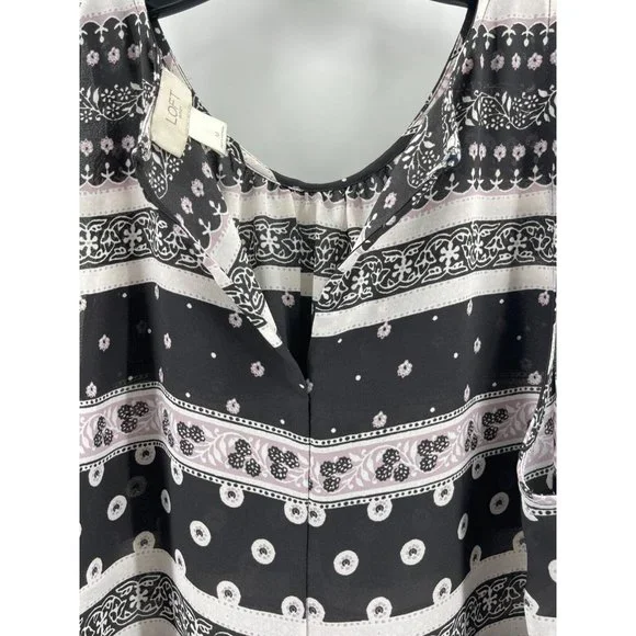 Ann Taylor Loft Women's Striped Floral Print Sleeveless Top Shirt Blouse Size M - Picture 6 of 12